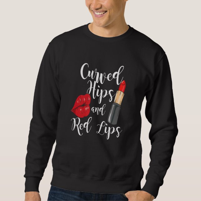 Sweatshirt Charmant Lèvres Rouges Levure Courbée Hauteurs Et  (Devant)