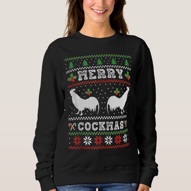 Sweatshirt Charmante élevage de poulets Joyeux Cockmas (Devant)