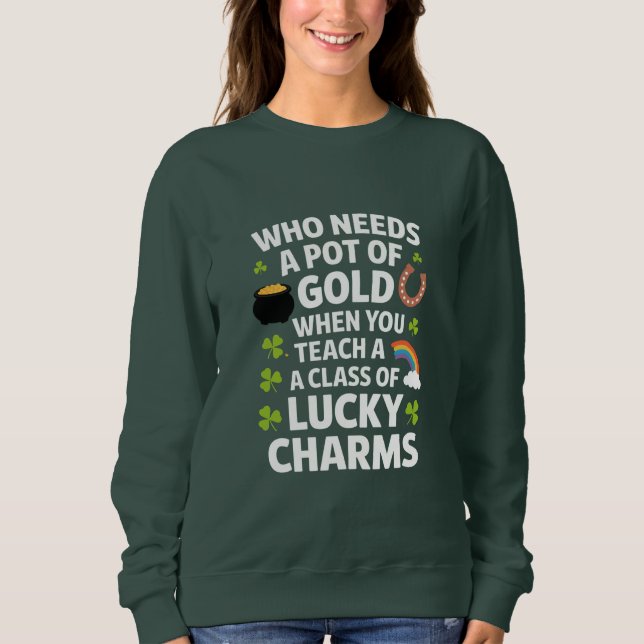Sweatshirt Charme de professeur de la Saint-Patrick Trèfle Ir (Devant)