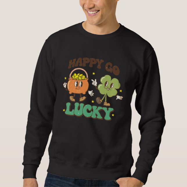Sweatshirt Charme Rétro Groovy Saint Patrick Chanceux (Devant)