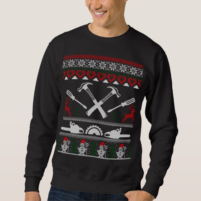 Sweatshirt Charpentier travail boiserie laitier pull de Noël (Devant)