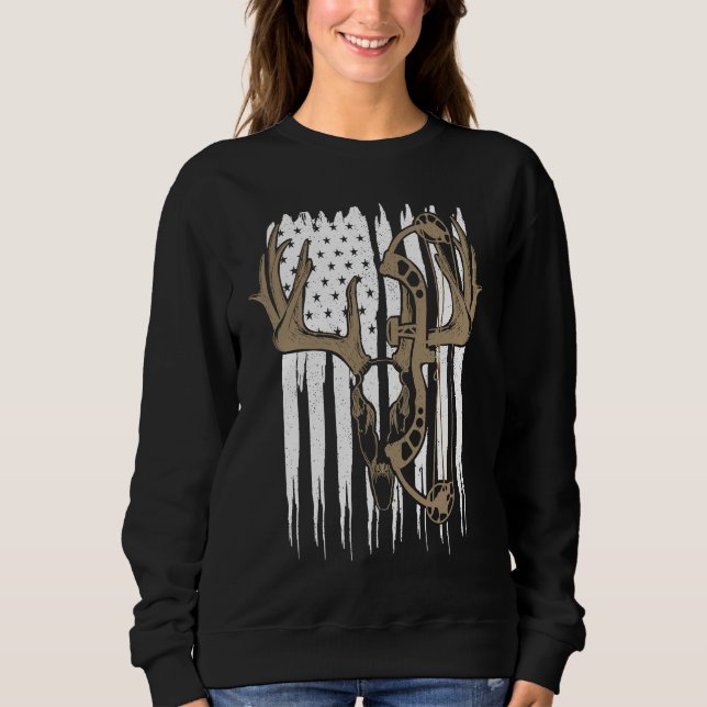 Sweatshirt Chasse à l'arc Cerf Drapeau Américain Chasseur Hom (Devant)