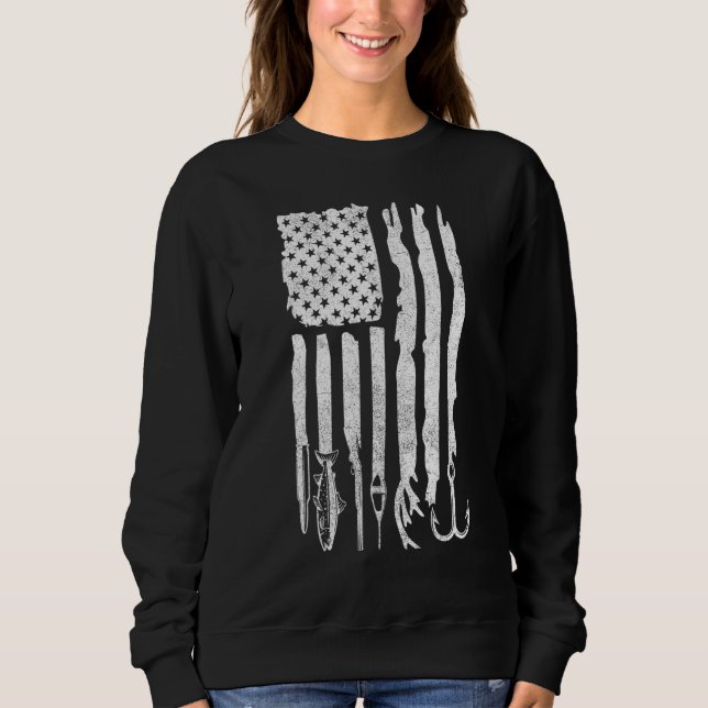 Sweatshirt Chasse au drapeau américain Pêche Pêcheurs chasseu (Devant)