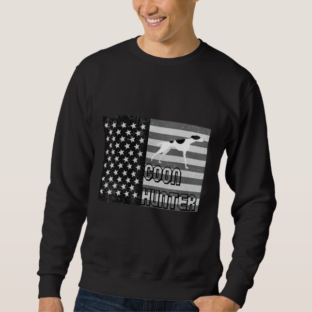 Sweatshirt Chasse au raton laveur Chasse au cocon Drapeau Cha (Devant)