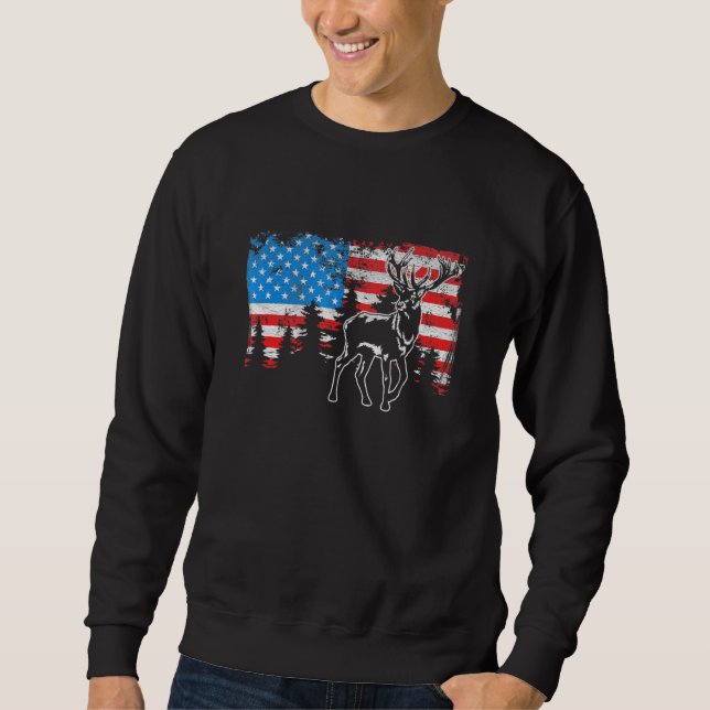 Sweatshirt Chasse au wapiti de cerf drapeau américain Usa Pro (Devant)