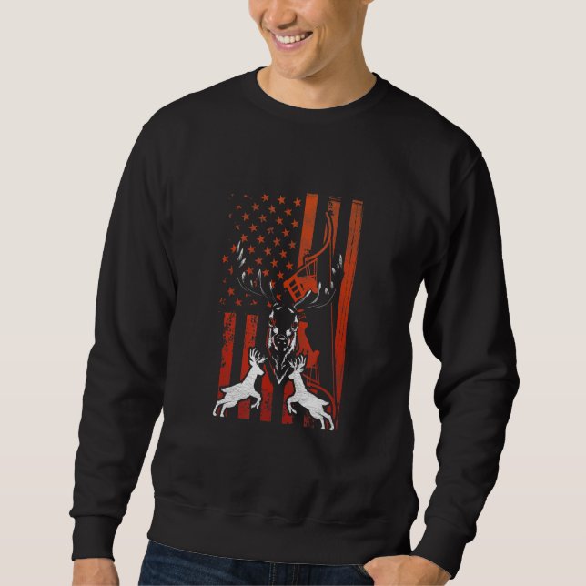 Sweatshirt Chasse aux cerfs Patriotique Us Chasse aux wapitis (Devant)