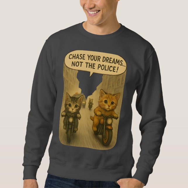 Sweatshirt Chasse aux chats à moto  (Devant)