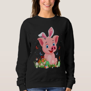 Sweatshirt Chasse aux oeufs de lapin de porc mignon Oeuf colo