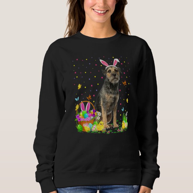 Sweatshirt Chasse aux oeufs de Pâques amusante Frontière Chie (Devant)