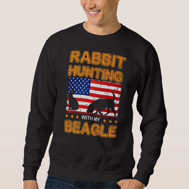 Sweatshirt Chasse de lapin Beagle de chien chasseur Beagle Us (Devant)