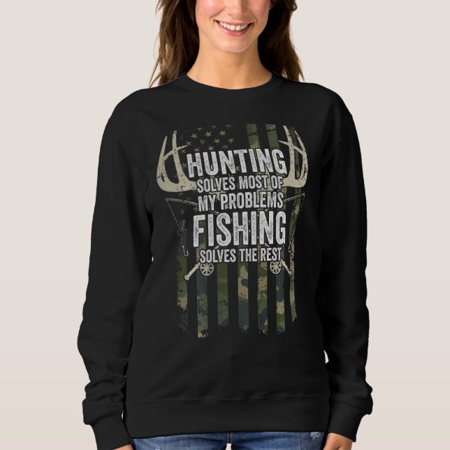 Sweatshirt Chasse Résoudre La Plupart De Mes Problèmes Pêcher (Devant)