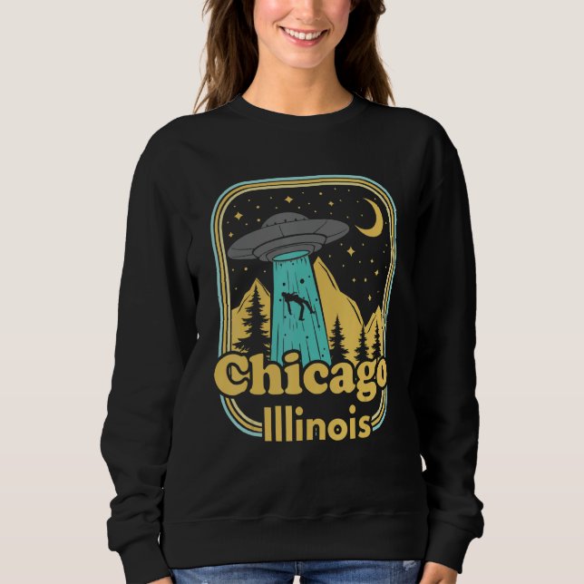 Sweatshirt Chasseur de Ovni Alien Chicago Illinois 80s Fierté (Devant)