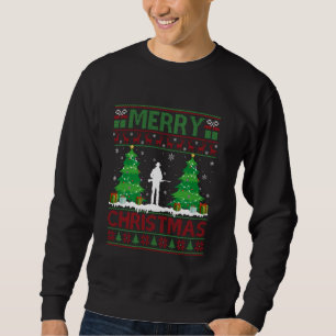 Sweatshirt Chasseur d'éclairage d'arbre de Noël moche doux X
