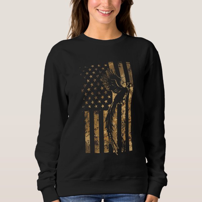 Sweatshirt Chasseur d'oiseaux faisan Drapeau américain Camouf (Devant)