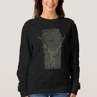 Sweatshirt Chasseurs De Cerfs Crâne De Cerf Sur Distresse Dra