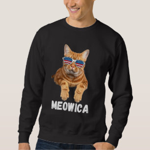 Sweatshirt Chat 4 juillet Meowica Hommes Merica Etats-Unis Fl