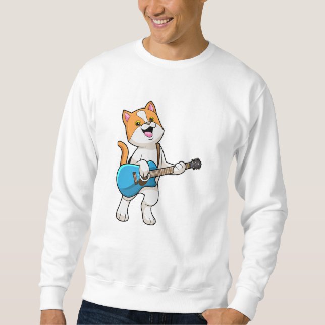 Sweatshirt Chat à la musique avec une guitare (Devant)