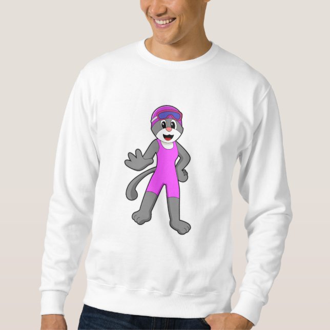 Sweatshirt Chat à la natation avec maillot de bain (Devant)