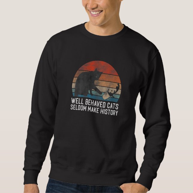 Sweatshirt Chat amusant bien comporté Chats mignonette Chat (Devant)