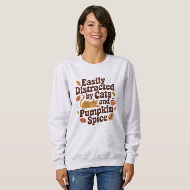 Sweatshirt Chat amusant - Citrouille Épice Lover Automne (Devant entier)