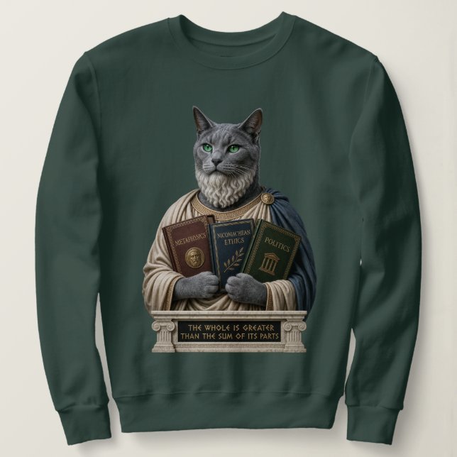 Sweatshirt Chat Aristote Bleu Russe (Design devant)