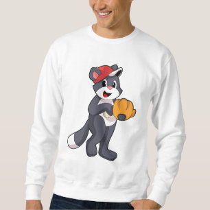 Sweatshirt Chat au baseball avec gant de baseball.PNG