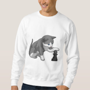 Sweatshirt Chat aux échecs avec pièce d'échecs Évêque