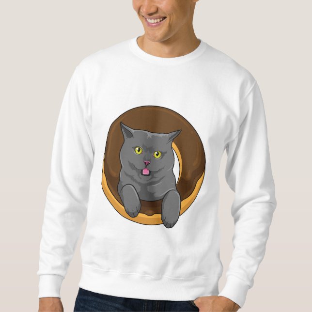 Sweatshirt Chat avec Donut (Devant)
