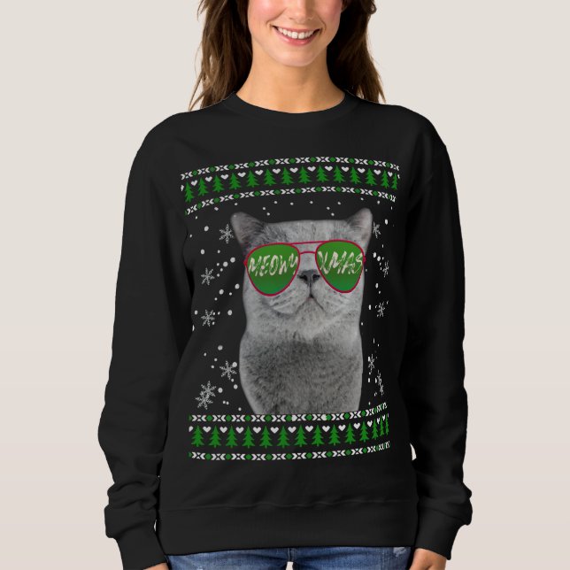 Sweatshirt Chat avec lunettes de soleil Meowo laide pull de N (Devant)