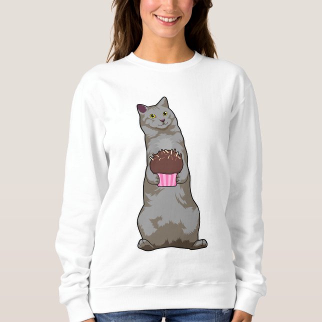 Sweatshirt Chat avec muffin (Devant)
