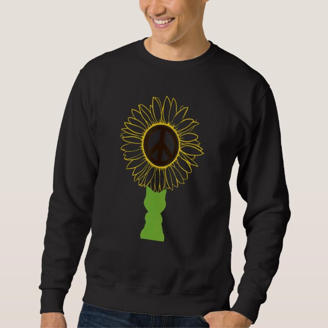 Sweatshirt Chat Avec Tournesol Panneau De Paix Chats Chatons  (Devant)