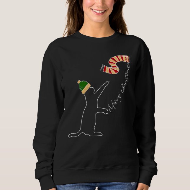 Sweatshirt Chat Ballon Écharpe Noël Pyjama Mignon Chat Chaton (Devant)
