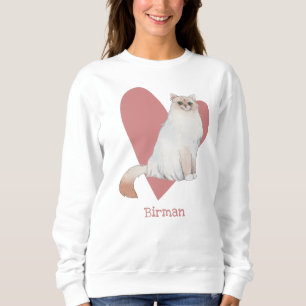 Sweatshirt Chat Birman Aquarelle Kitty Coeur rose