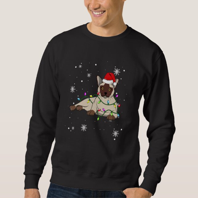Sweatshirt Chat birman illuminations de Noël Chat de Noël Pèr (Devant)
