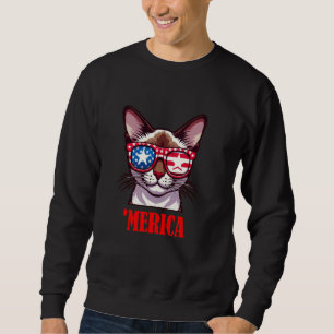 Sweatshirt Chat birman Merica 4 juillet Drapeau américain