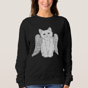 Sweatshirt Chat Blanc avec Ailes d'Ange Kitten Artwork pour F