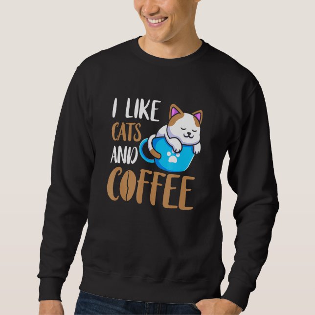 Sweatshirt Chat Boire Café Coupe Amour Café Boisson Aimer C (Devant)