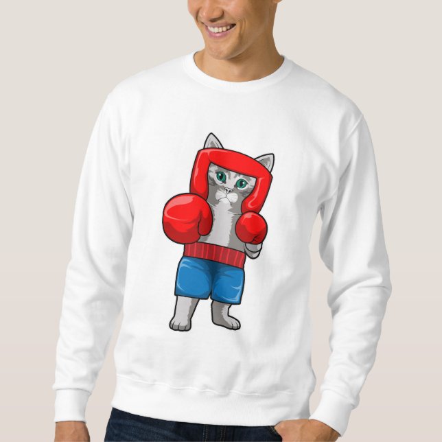 Sweatshirt Chat Boxe avec gants de boxe (Devant)