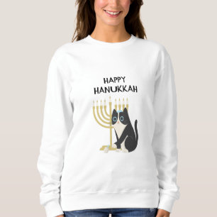 Sweatshirt chat célébrant hanoukka et jouant avec un rêve