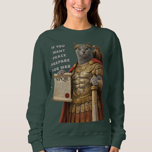 Sweatshirt Chat César Bleu Russe (Devant)
