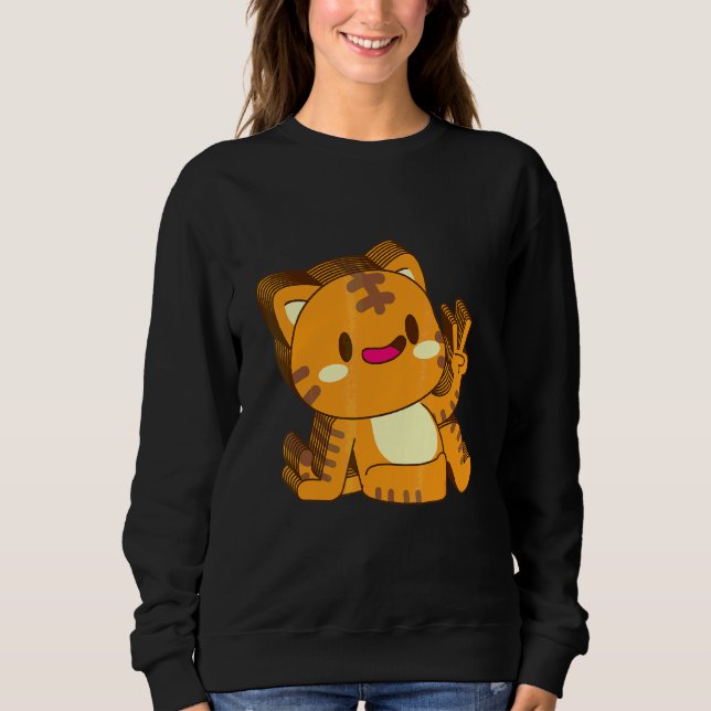 Sweatshirt Chat Chaton Minou Multicouche Paix Détendu Mignon  (Devant)
