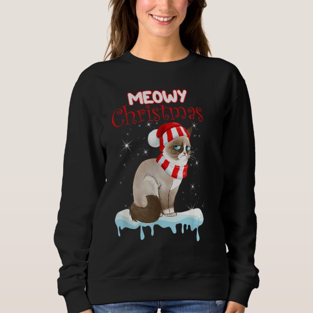 Sweatshirt Chat Chaussure de neige Santa Hat Funny Noël Prése (Devant)