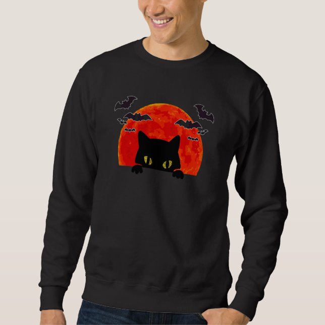 Sweatshirt Chat Chauve-Souris Noir Épouvantable Nuit de Plein (Devant)