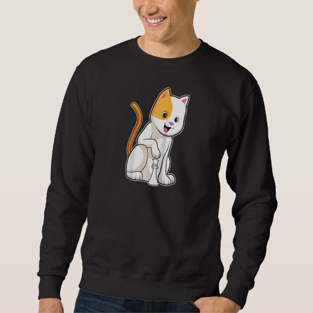 Sweatshirt Chat Chess Pièce d'échecs Queen Raglan (Devant)
