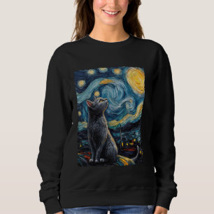 Sweatshirt Chat coloré de Van Gogh Nuit étoilée