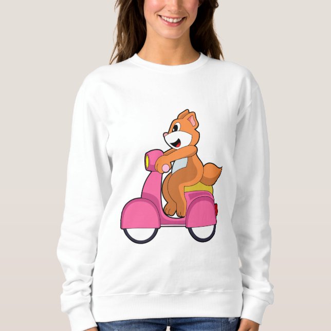 Sweatshirt Chat comme Biker avec Scooter.PNG (Devant)