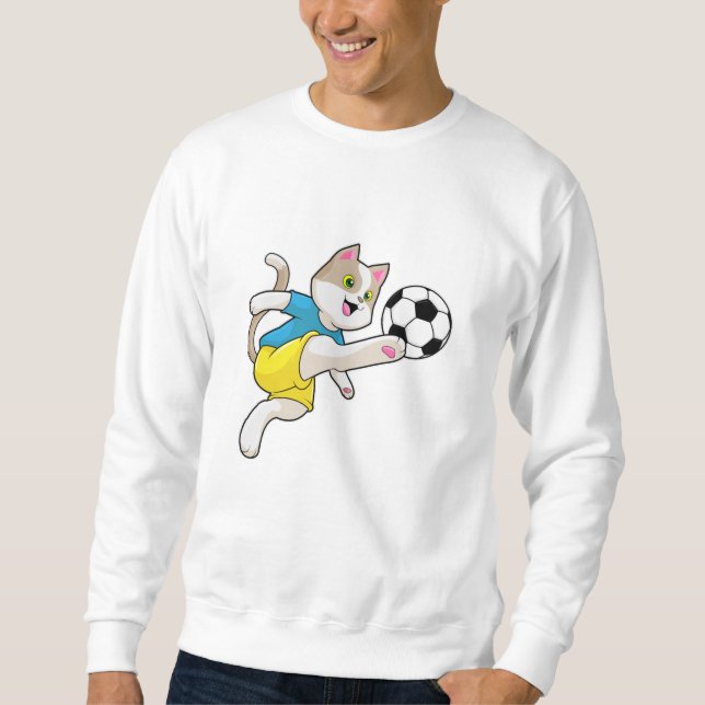 Sweatshirt Chat comme joueur de football avec balle de footba (Devant)