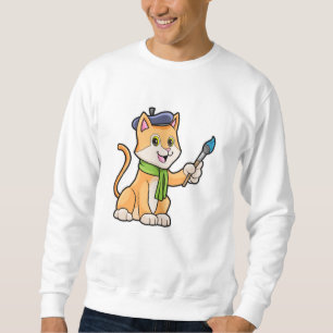 Sweatshirt Chat comme Peintre avec pinceau et écusson