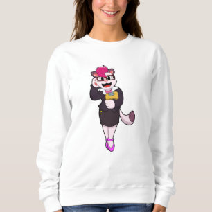 Sweatshirt Chat comme secrétaire avec Bloc-notes
