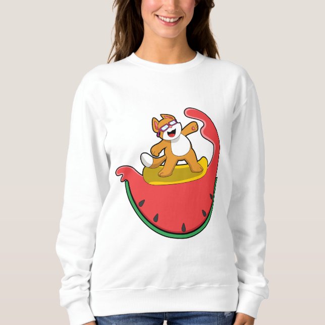 Sweatshirt Chat comme surfer avec Watermelon (Devant)